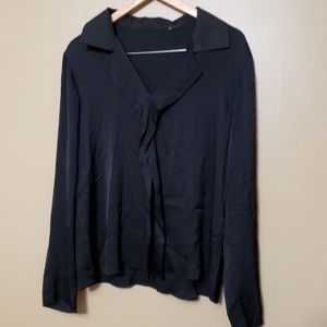 Elie Tahari Black Marlowe V-neck Blouse